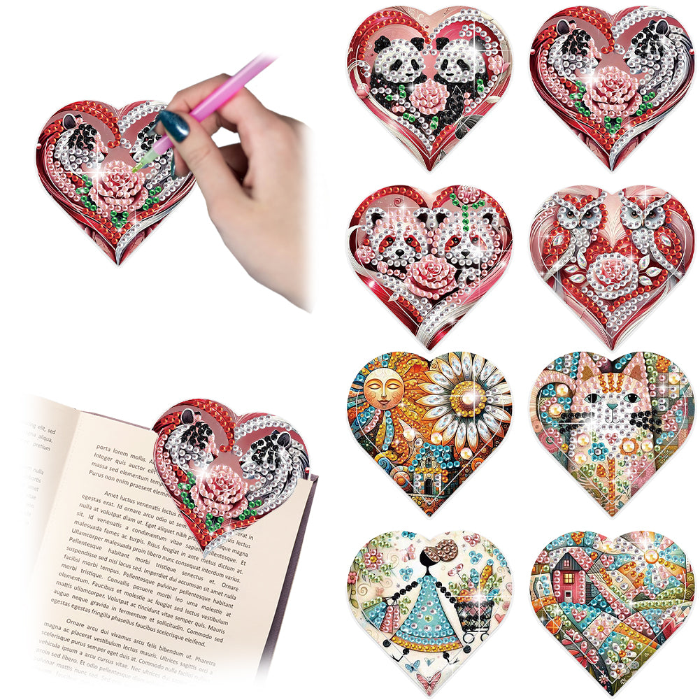 8 pcs Diamond Painting Bookmarks Diamond Art Book Corner Kit for Book Lovers