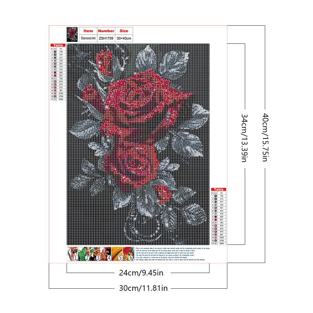 Red Roses - Full Round Drill Diamond Painting 30*40CM