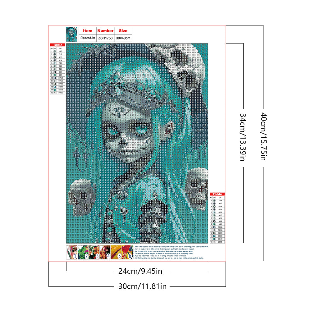 Dark Skullgirls - Full Round Drill Diamond Painting 30*40CM