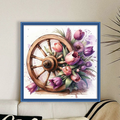 Tulip Cartwheel - 11CT Stamped Cross Stitch 40*40CM
