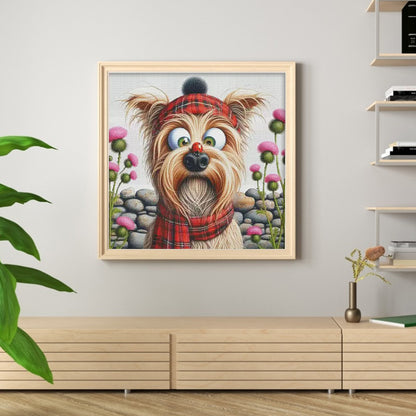 Cross-Eyed Dog - 14CT Stamped Cross Stitch 65*65CM(Fairy Brand)