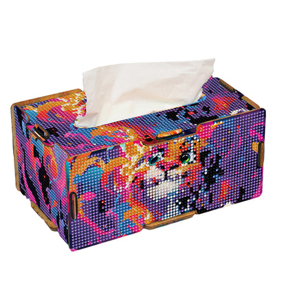 Lion 5D DIY Diamond Painting Handmade Tissue Holder Wooden Tissue Box Craft