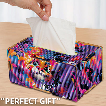 Lion 5D DIY Diamond Painting Handmade Tissue Holder Wooden Tissue Box Craft