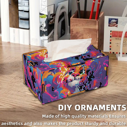 Lion 5D DIY Diamond Painting Handmade Tissue Holder Wooden Tissue Box Craft