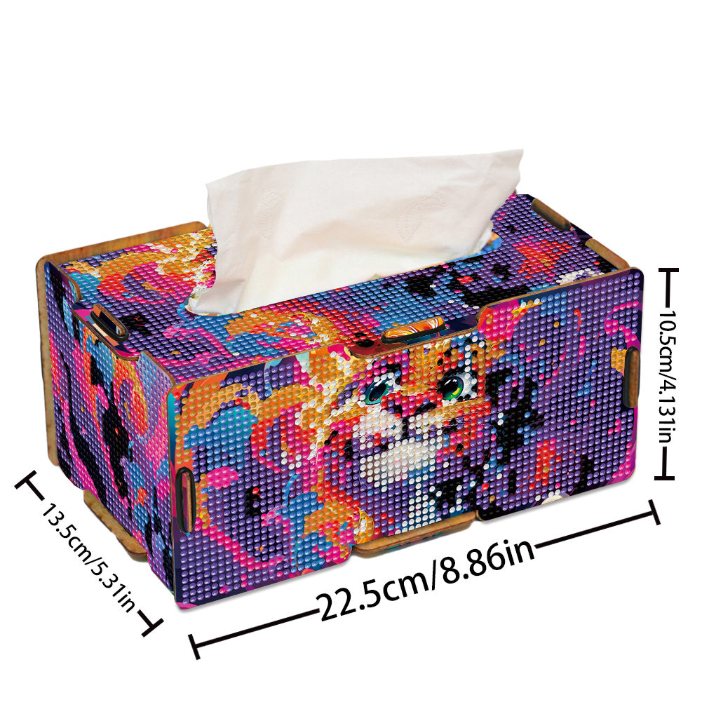 Lion 5D DIY Diamond Painting Handmade Tissue Holder Wooden Tissue Box Craft