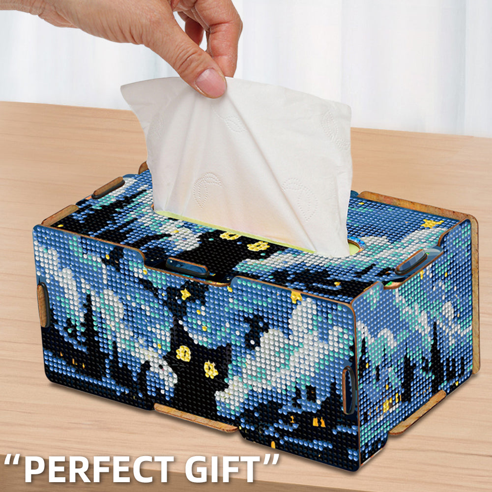 Kitten 5D DIY Diamond Painting Handmade Tissue Holder Wooden Tissue Box Craft
