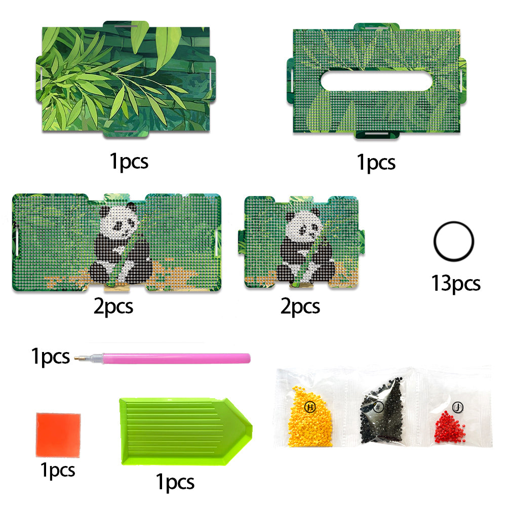 Panda 5D DIY Diamond Painting Handmade Tissue Holder Wooden Tissue Box Craft