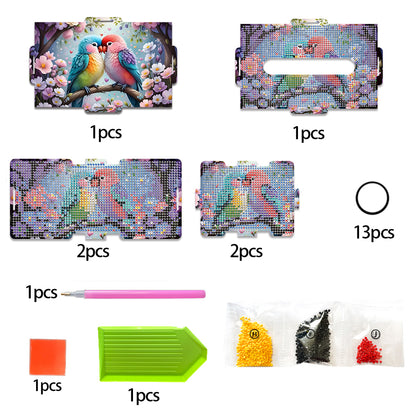 Lovebird 5D DIY Diamond Painting Handmade Tissue Holder Wooden Tissue Box Craft