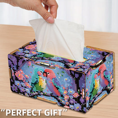 Lovebird 5D DIY Diamond Painting Handmade Tissue Holder Wooden Tissue Box Craft