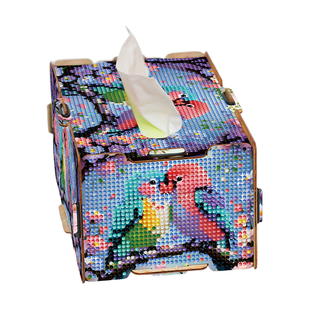 Lovebird 5D DIY Diamond Painting Handmade Tissue Holder Wooden Tissue Box Craft