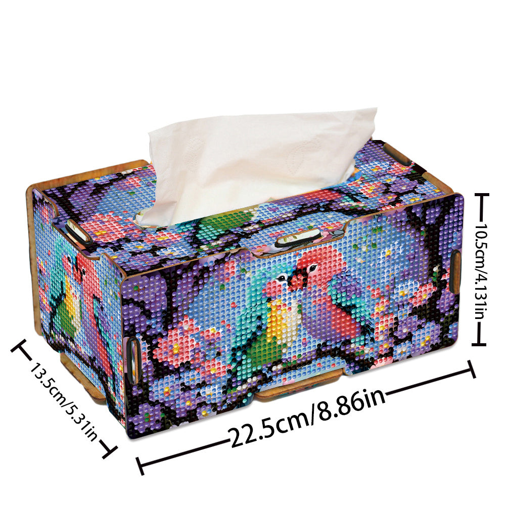 Lovebird 5D DIY Diamond Painting Handmade Tissue Holder Wooden Tissue Box Craft