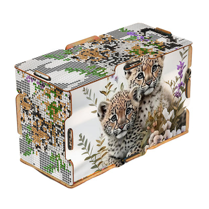 Leopard 5D DIY Diamond Painting Handmade Tissue Holder Wooden Tissue Box Craft