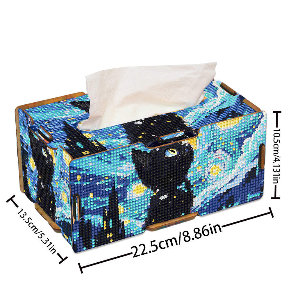 Starry Sky 5D DIY Diamond Painting Handmade Tissue Holder Wooden Tissue Box