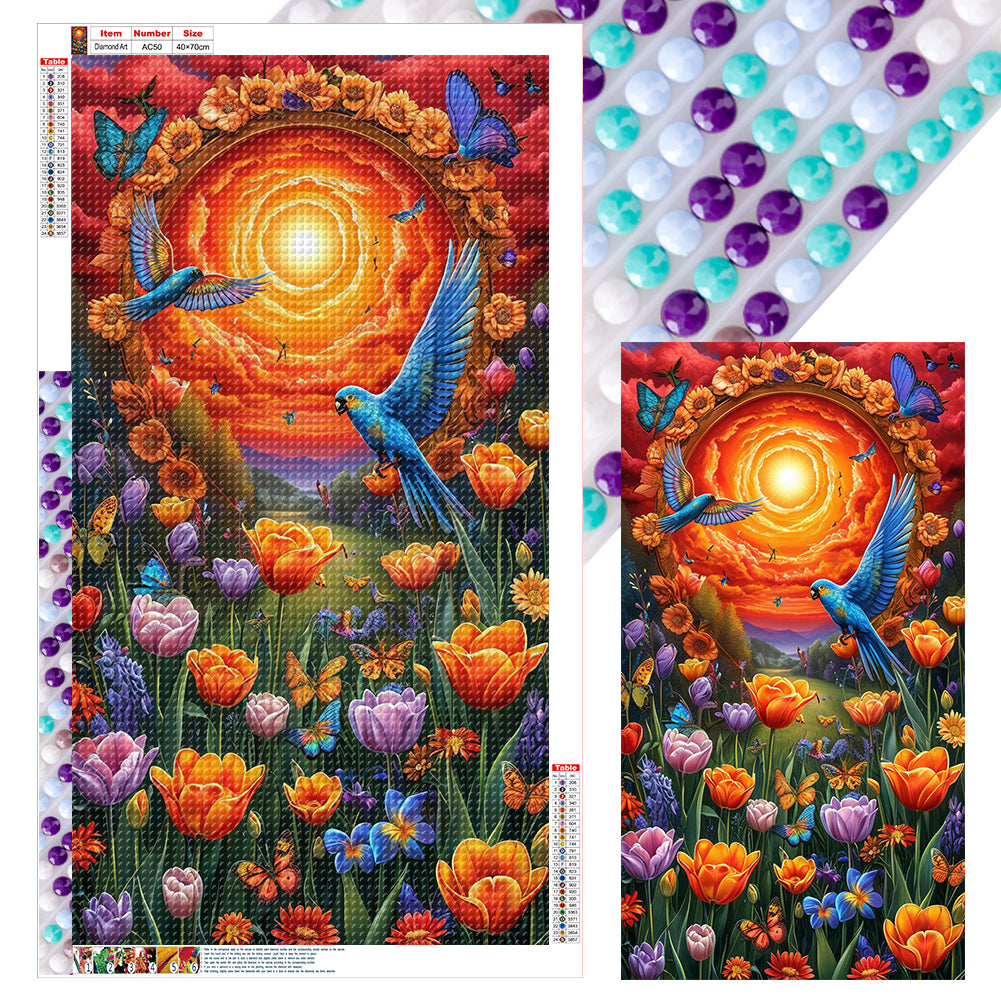 Bird And Flower - Full Round Drill Diamond Painting 40*70CM
