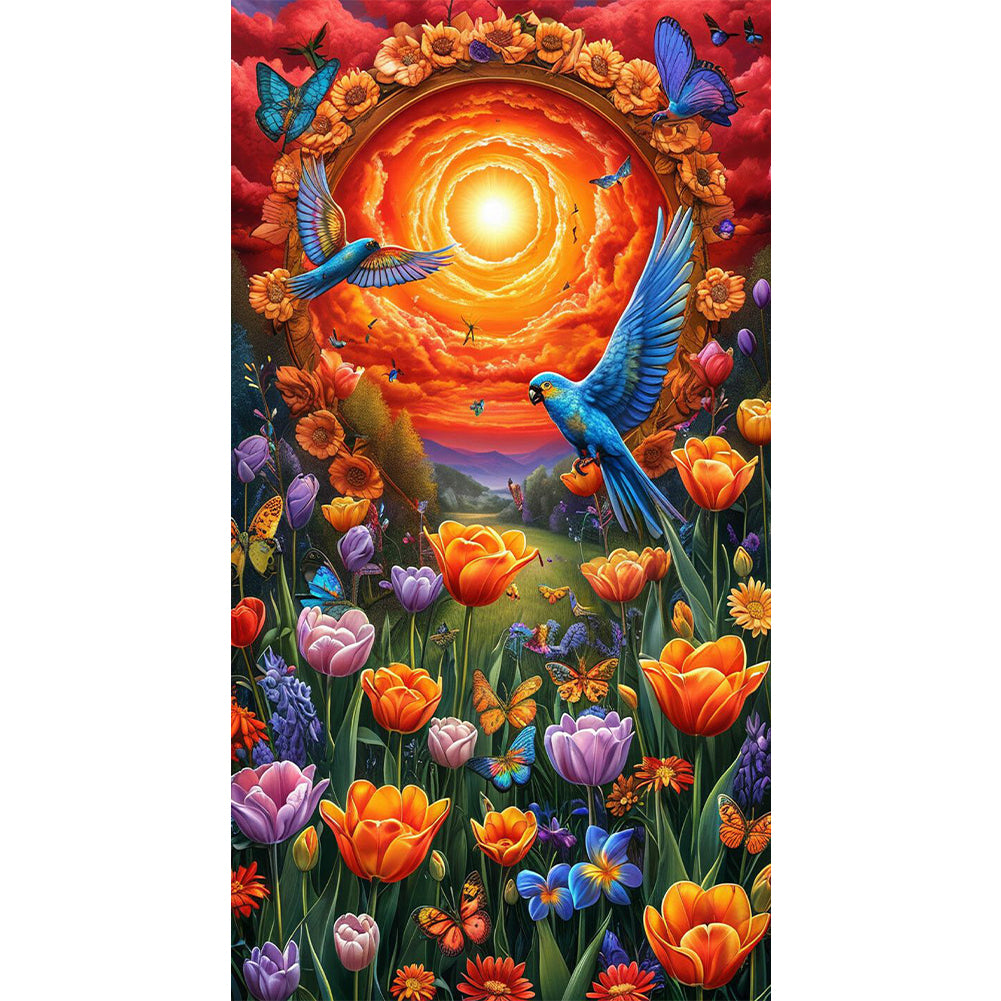 Bird And Flower - Full Round Drill Diamond Painting 40*70CM