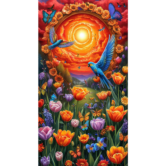 Bird And Flower - Full Round Drill Diamond Painting 40*70CM