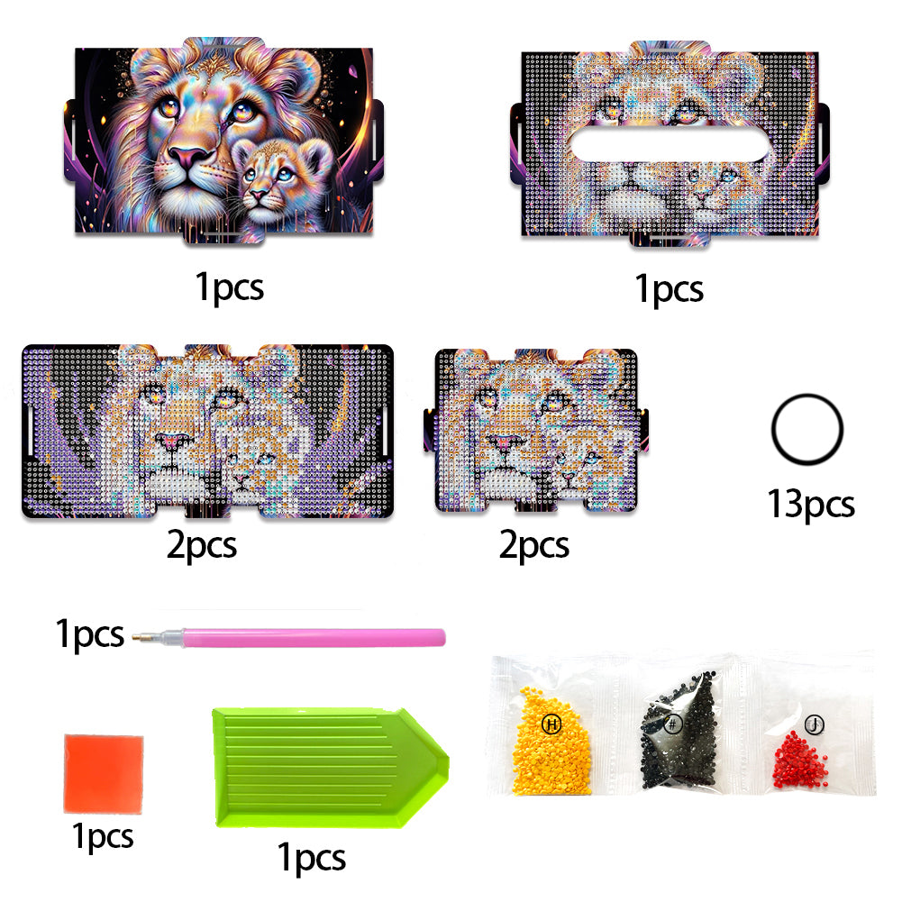 Diamond Painting Tissue Box Kits Decorative Rhinestone Craft Kit (Lion)