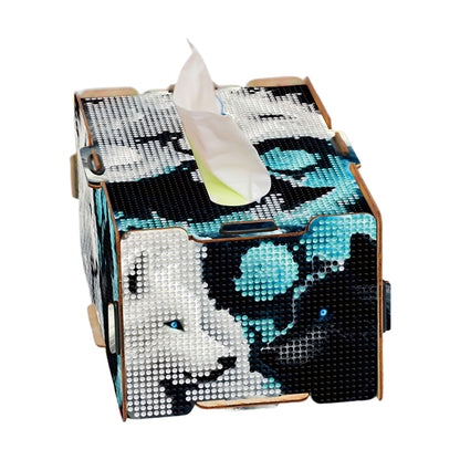 Diamond Painting Tissue Box Kits Decorative Rhinestone Craft Kit (Wolf)