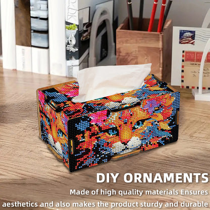 Diamond Painting Tissue Box Kits Decorative Rhinestone Craft Kit (Cat)