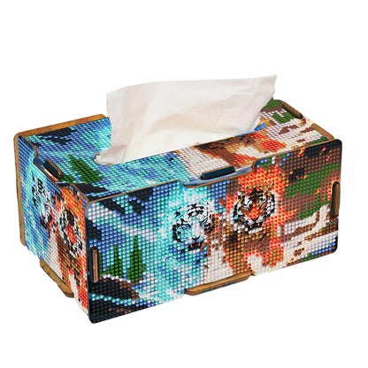 Diamond Painting Tissue Box Kits Decorative Rhinestone Craft Kit (Tiger)