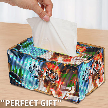 Diamond Painting Tissue Box Kits Decorative Rhinestone Craft Kit (Tiger)