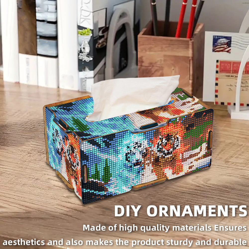 Diamond Painting Tissue Box Kits Decorative Rhinestone Craft Kit (Tiger)