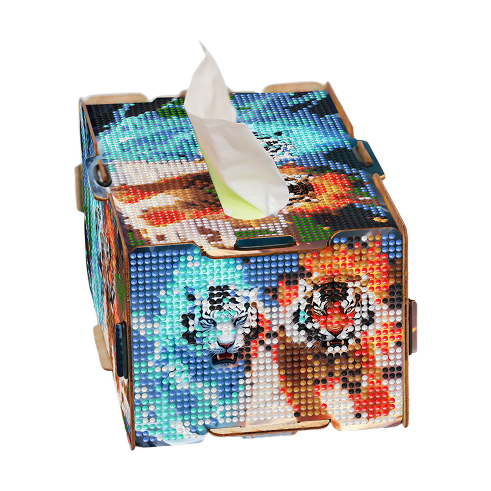Diamond Painting Tissue Box Kits Decorative Rhinestone Craft Kit (Tiger)