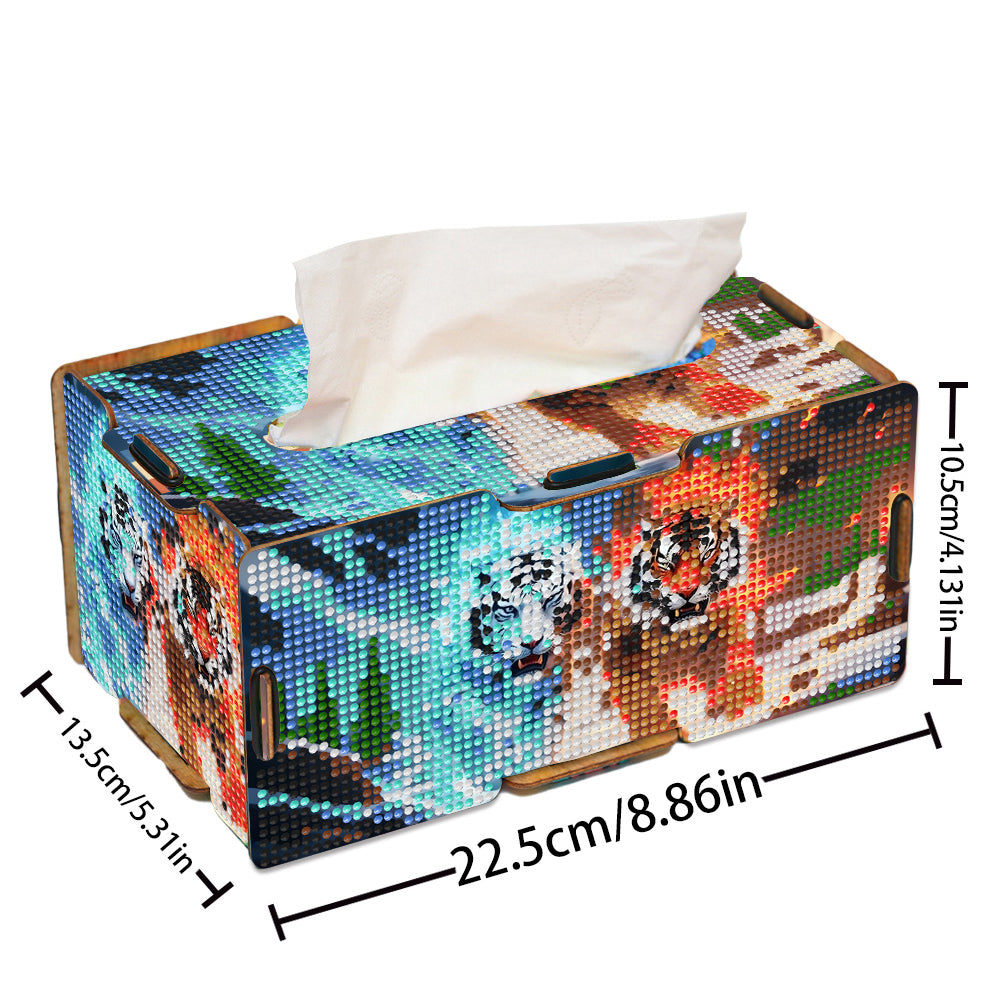 Diamond Painting Tissue Box Kits Decorative Rhinestone Craft Kit (Tiger)