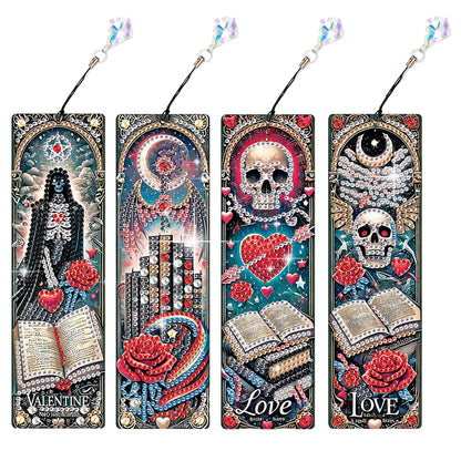 4Pcs Halloween Themed DIY Diamond Painting Bookmark for Reading Enthusiasts
