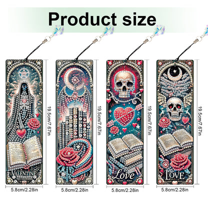 4Pcs Halloween Themed DIY Diamond Painting Bookmark for Reading Enthusiasts