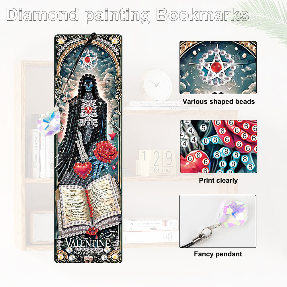 4Pcs Halloween Themed DIY Diamond Painting Bookmark for Reading Enthusiasts