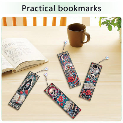 4Pcs Halloween Themed DIY Diamond Painting Bookmark for Reading Enthusiasts