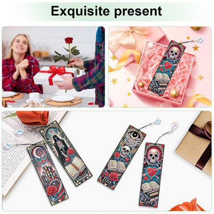 4Pcs Halloween Themed DIY Diamond Painting Bookmark for Reading Enthusiasts