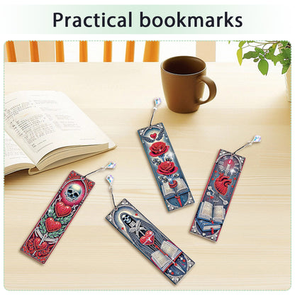 4Pcs Halloween Themed DIY Diamond Painting Bookmark for Reading Enthusiasts