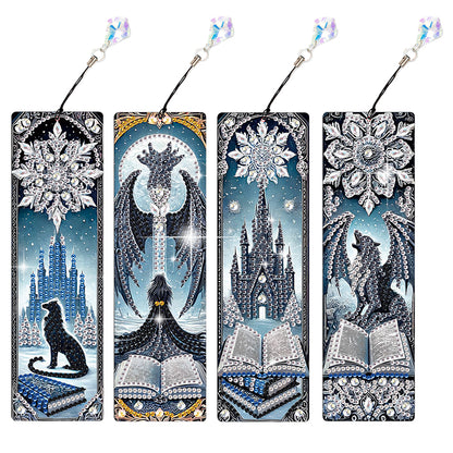 4Pcs Halloween Themed DIY Diamond Painting Bookmark for Reading Enthusiasts