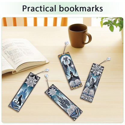 4Pcs Halloween Themed DIY Diamond Painting Bookmark for Reading Enthusiasts