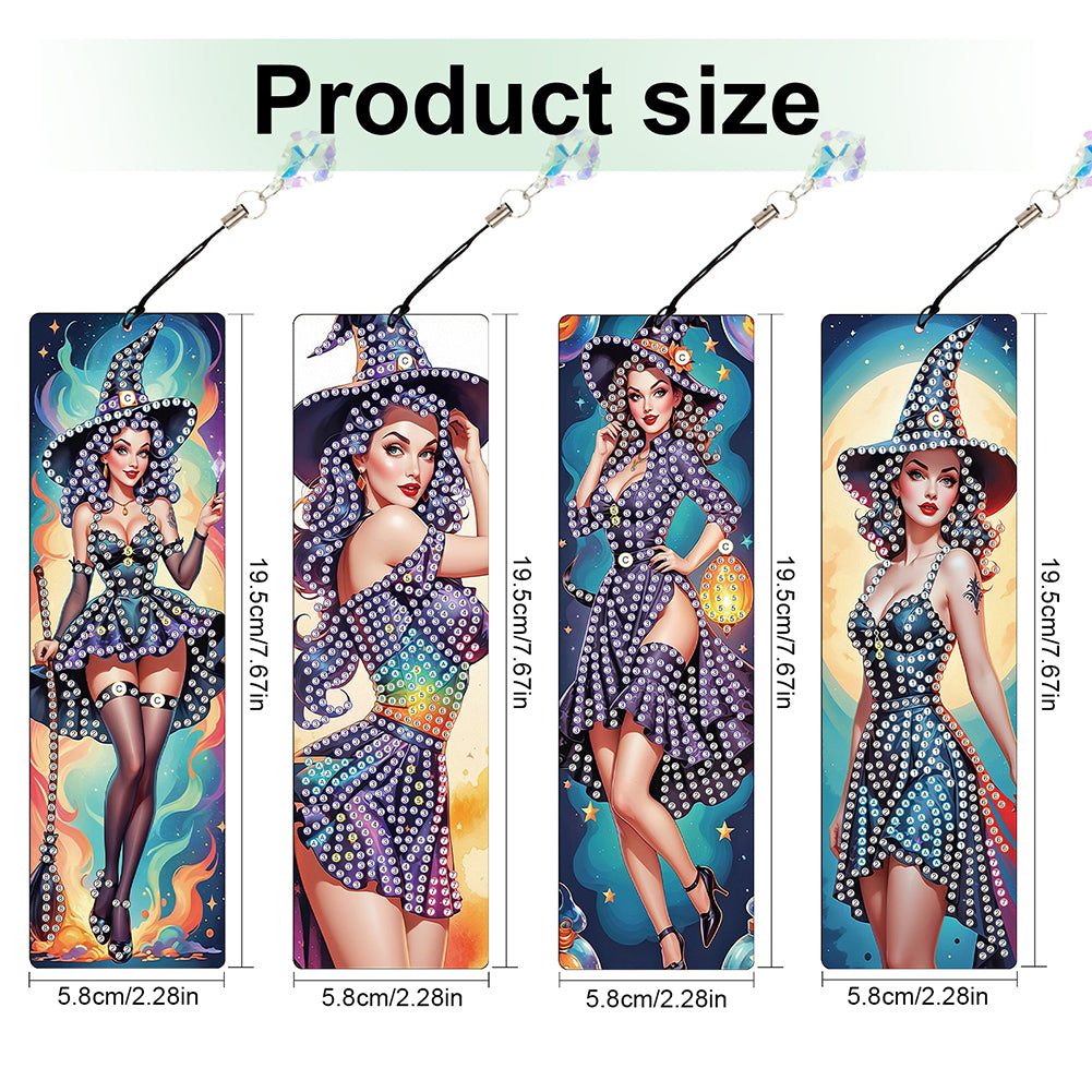 4Pcs Halloween Themed DIY Diamond Painting Bookmark for Reading Enthusiasts