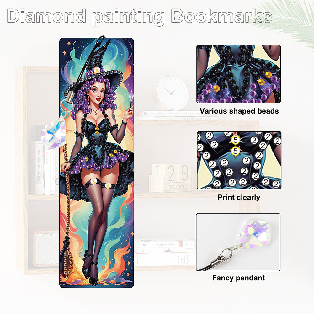 4Pcs Halloween Themed DIY Diamond Painting Bookmark for Reading Enthusiasts
