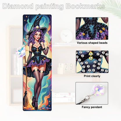 4Pcs Halloween Themed DIY Diamond Painting Bookmark for Reading Enthusiasts