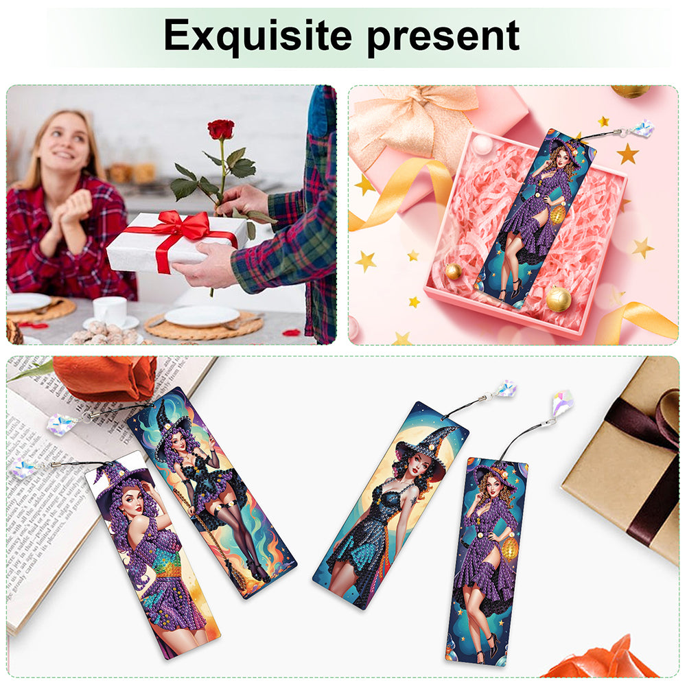 4Pcs Halloween Themed DIY Diamond Painting Bookmark for Reading Enthusiasts