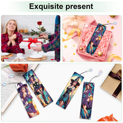 4Pcs Halloween Themed DIY Diamond Painting Bookmark for Reading Enthusiasts