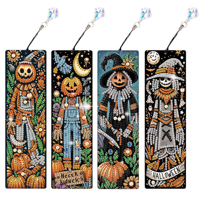 4Pcs Halloween Themed DIY Diamond Painting Bookmark for Reading Enthusiasts