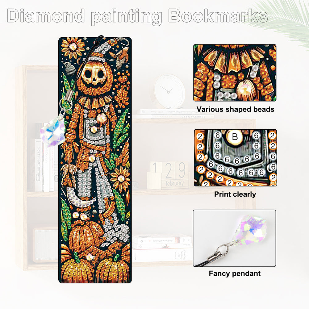 4Pcs Halloween Themed DIY Diamond Painting Bookmark for Reading Enthusiasts