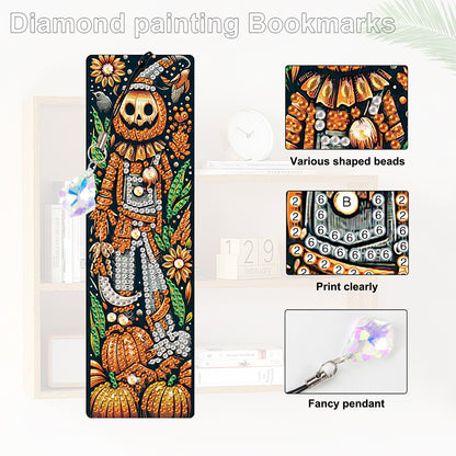 4Pcs Halloween Themed DIY Diamond Painting Bookmark for Reading Enthusiasts