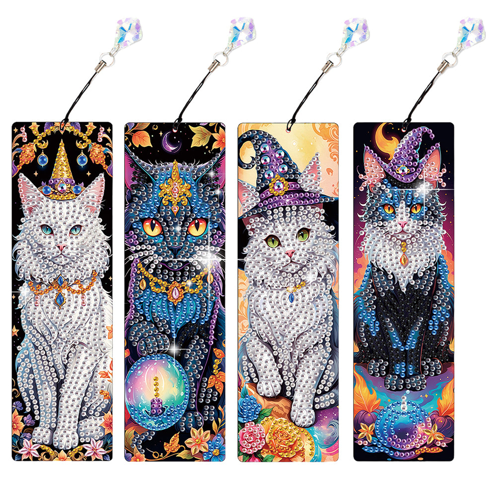 4Pcs Halloween Themed DIY Diamond Painting Bookmark for Reading Enthusiasts