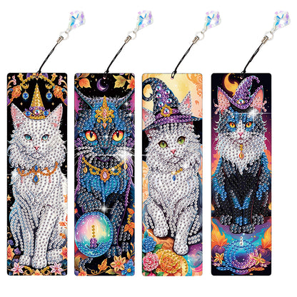 4Pcs Halloween Themed DIY Diamond Painting Bookmark for Reading Enthusiasts