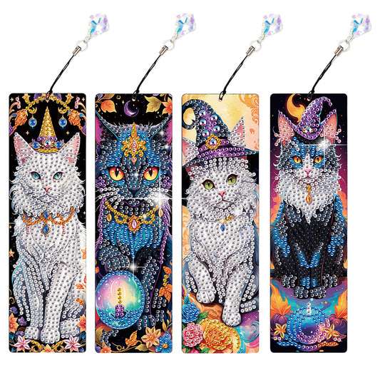 4Pcs Halloween Themed DIY Diamond Painting Bookmark for Reading Enthusiasts