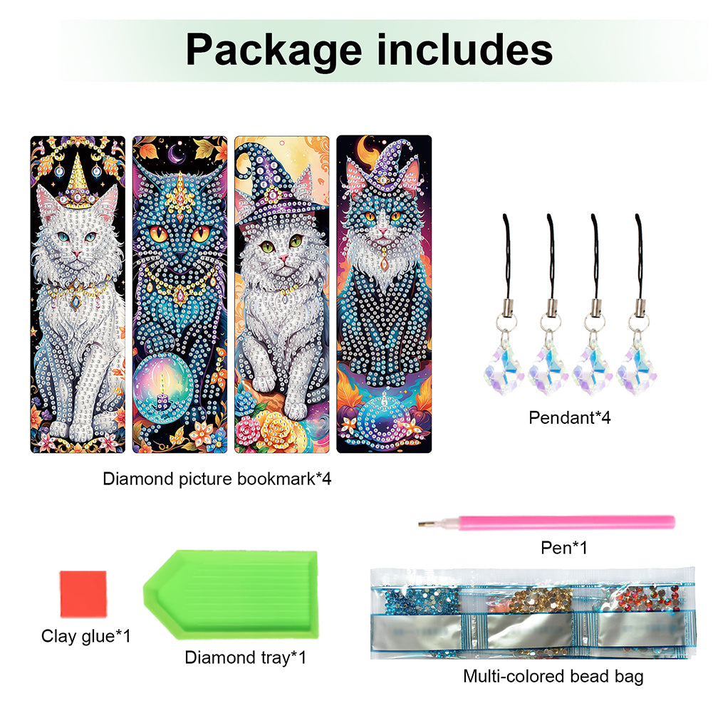 4Pcs Halloween Themed DIY Diamond Painting Bookmark for Reading Enthusiasts