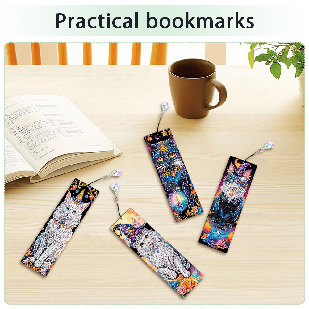 4Pcs Halloween Themed DIY Diamond Painting Bookmark for Reading Enthusiasts