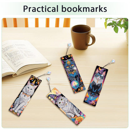 4Pcs Halloween Themed DIY Diamond Painting Bookmark for Reading Enthusiasts